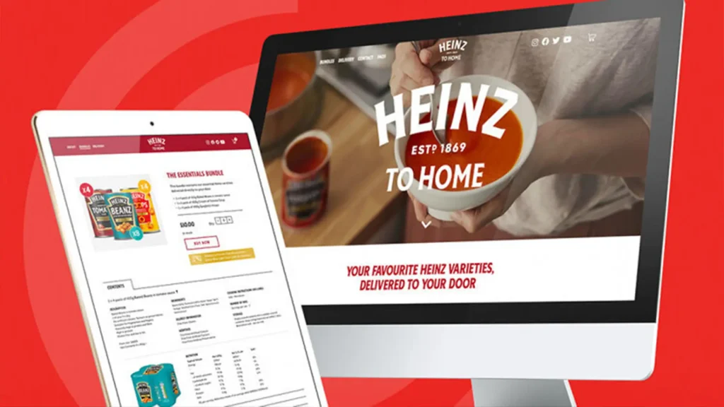 Tablet and monitor displaying Heinz's website